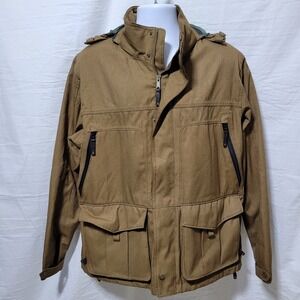 Filson Elliot Bay Otter brown Jacket Mens Size M Hooded Chore Coat Wool Blend